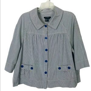 Sandro Plus Size Women’s Cropped Shirt Jacket 3/4 Sleeve Size 2X